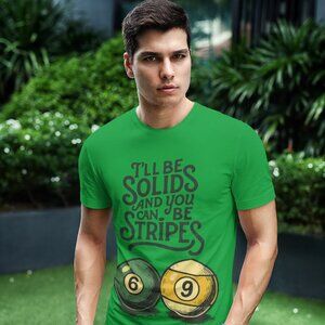 Billiards t shirt, pool hall shirt, solids and stripes tee, funny pool player sh